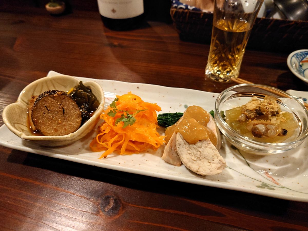 長皿の前菜盛り合わせ